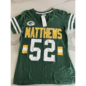 Green Bay Packers Matthews 52 Womens V Neck T-shirt NFL Apparel Sz Large